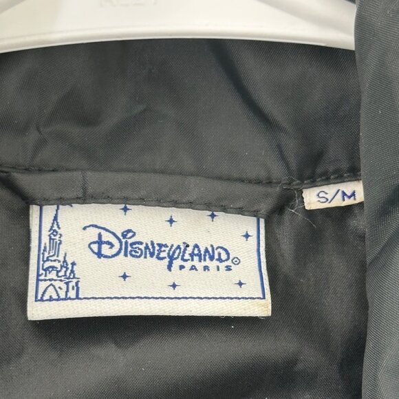 Disneyland Paris Vintage Black Windbreaker Jacket S/M With Hood & Drawstring Hem - Picture 5 of 12
